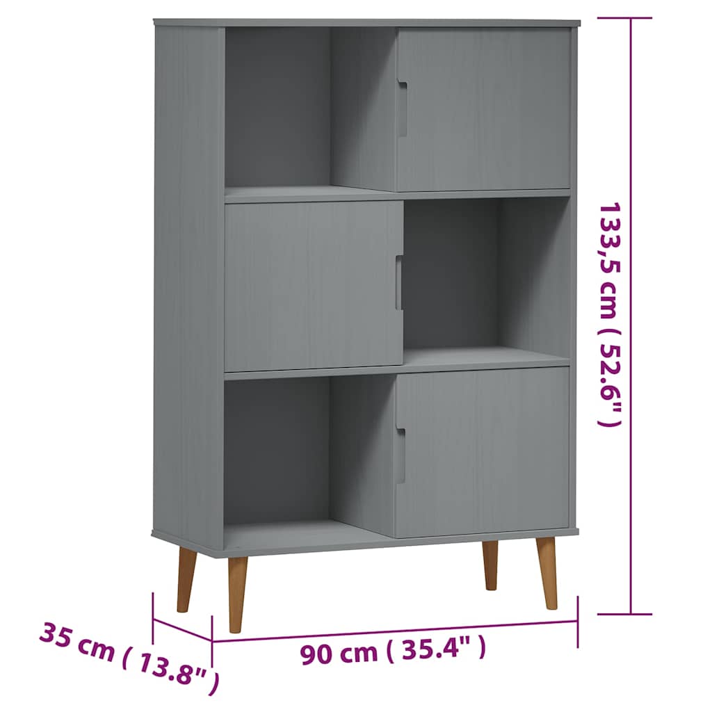 Βιβλιοθήκη MOLDE Λευκή 90x35x133,5 εκ. από Μασίφ Ξύλο Πεύκου