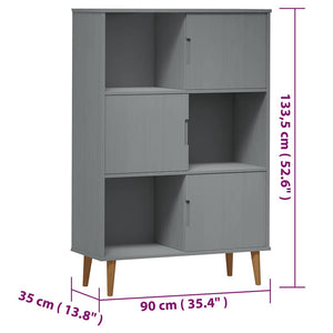 Βιβλιοθήκη MOLDE Λευκή 90x35x133,5 εκ. από Μασίφ Ξύλο Πεύκου