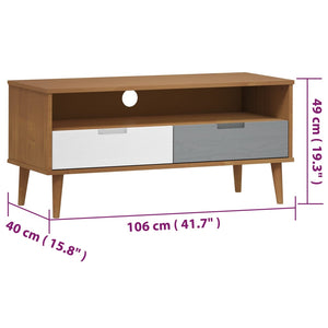 Έπιπλο Τηλεόρασης MOLDE Καφέ 106x40x49 εκ. Μασίφ Ξύλο Πεύκου - Pakobazaar