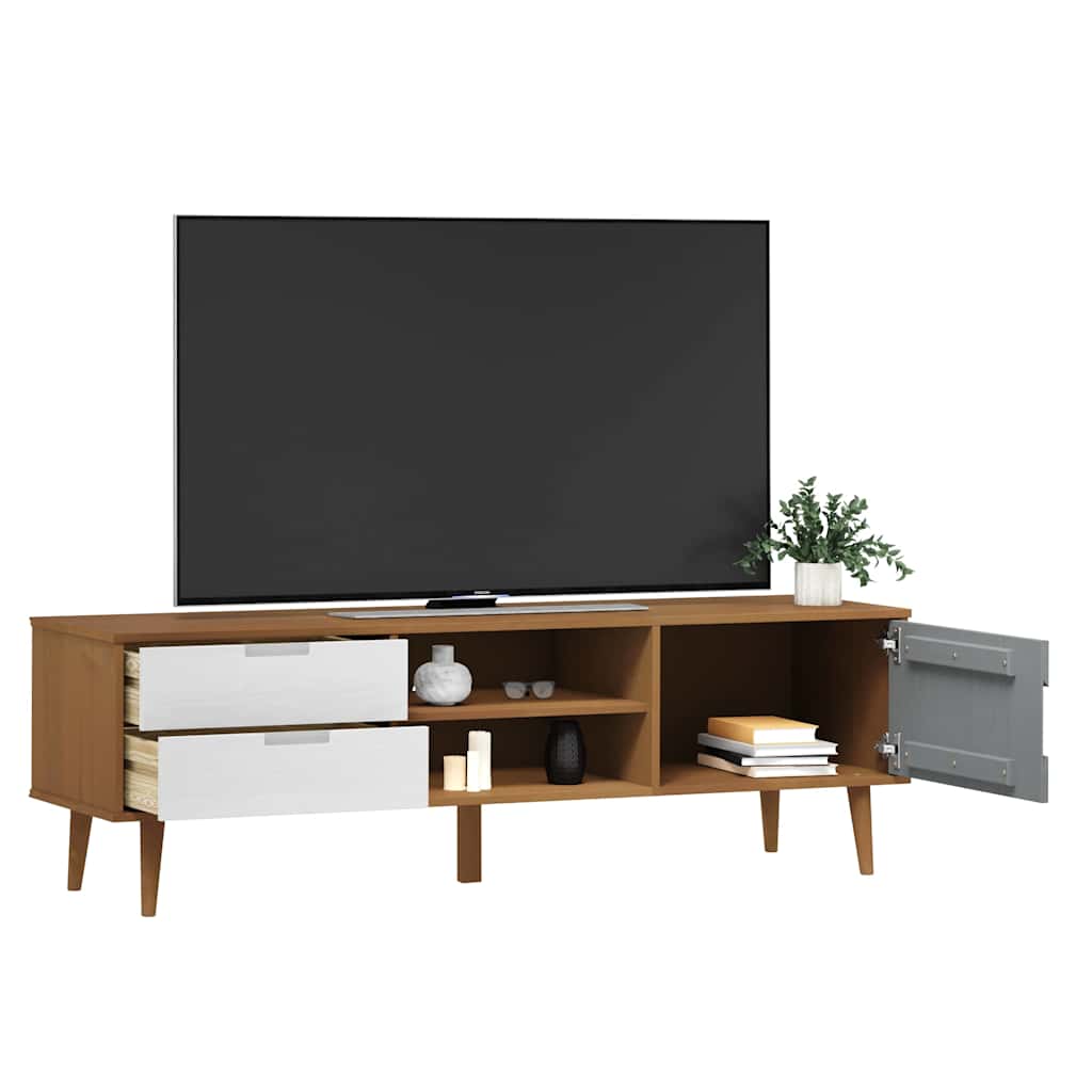 Έπιπλο Τηλεόρασης MOLDE Καφέ 158x40x49 εκ. Μασίφ Ξύλο Πεύκου
