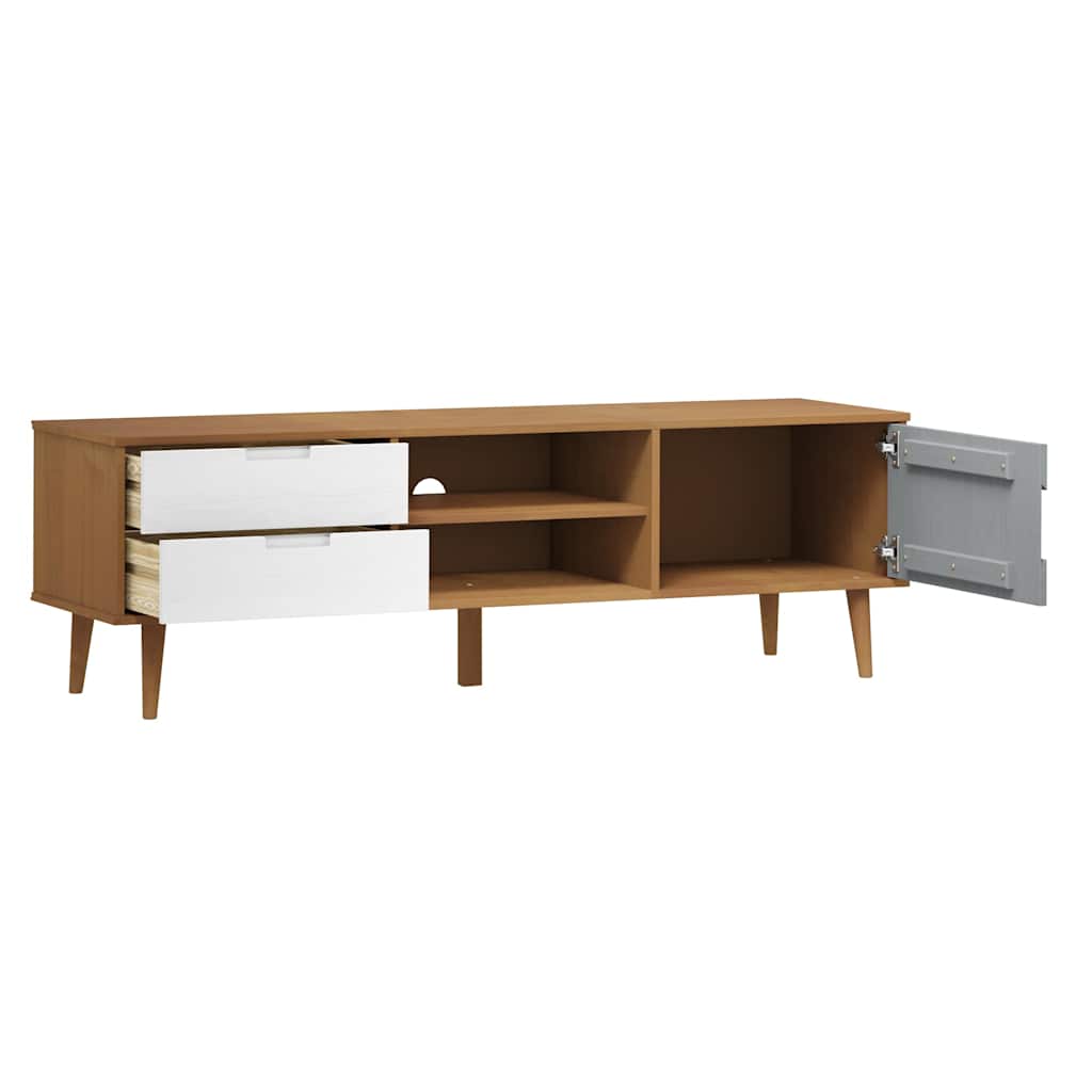 Έπιπλο Τηλεόρασης MOLDE Καφέ 158x40x49 εκ. Μασίφ Ξύλο Πεύκου