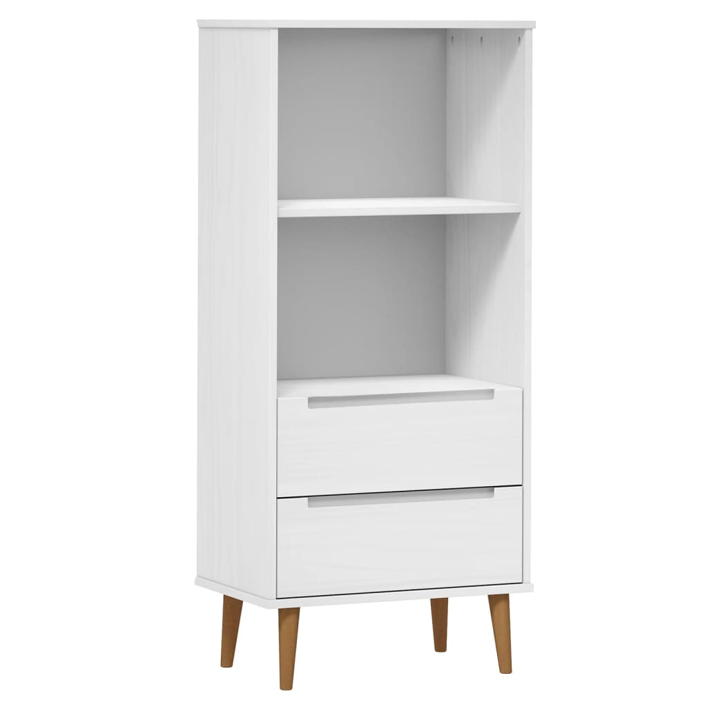 Βιβλιοθήκη MOLDE Λευκή 60x35x133,5 εκ. από Μασίφ Ξύλο Πεύκου