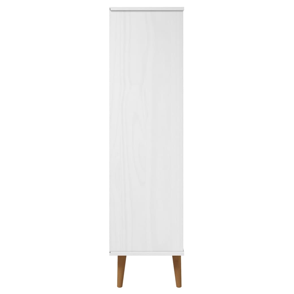 Βιβλιοθήκη MOLDE Λευκή 60x35x133,5 εκ. από Μασίφ Ξύλο Πεύκου