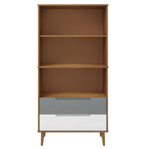 Βιβλιοθήκη MOLDE Καφέ 85x35x170,5 εκ. από Μασίφ Ξύλο Πεύκου - Pakobazaar