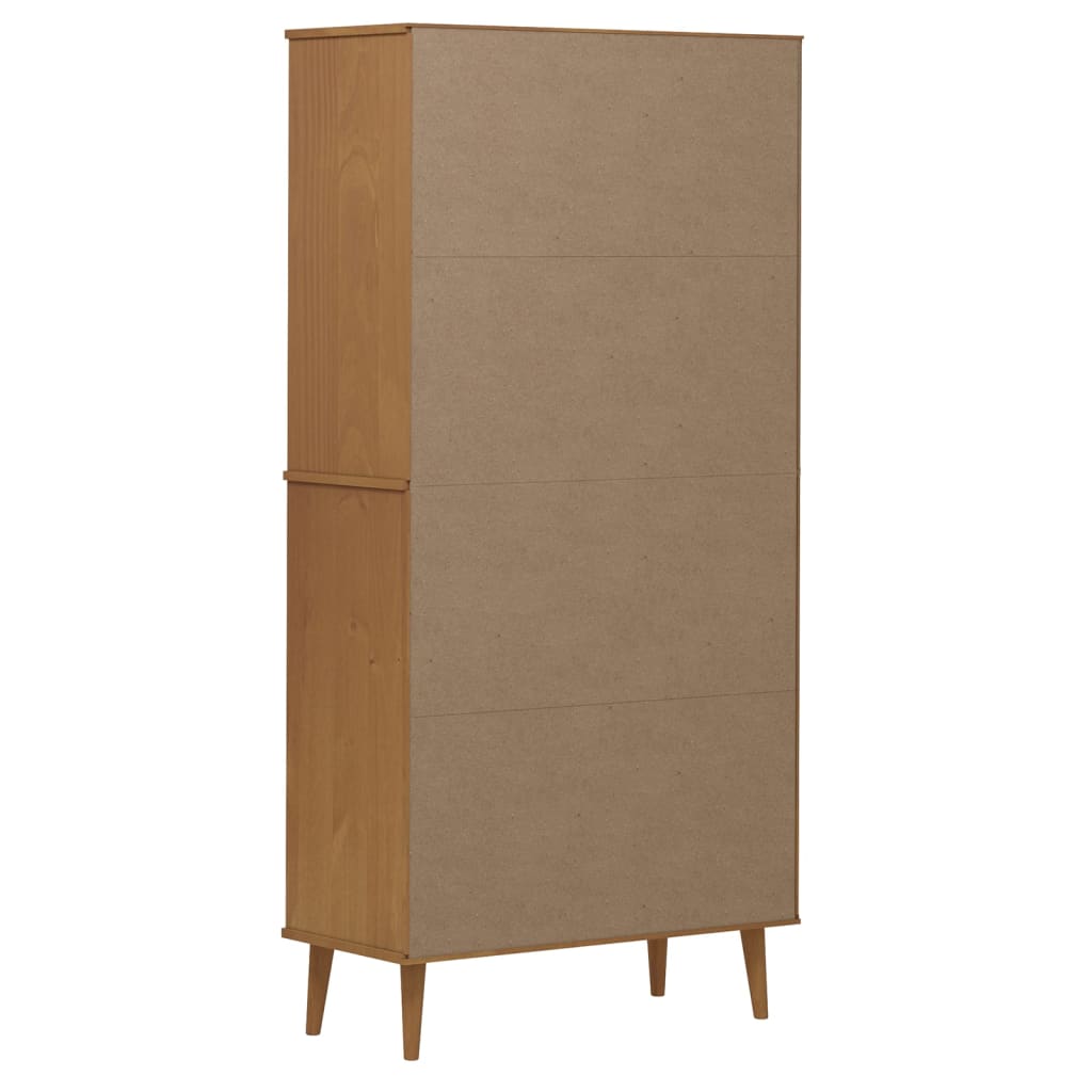 Βιβλιοθήκη MOLDE Καφέ 85x35x170,5 εκ. από Μασίφ Ξύλο Πεύκου - Pakobazaar