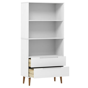 Βιβλιοθήκη MOLDE Λευκή 85x35x170,5 εκ. από Μασίφ Ξύλο Πεύκου