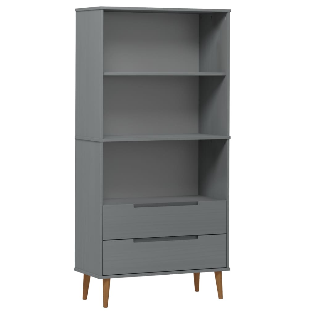 Βιβλιοθήκη MOLDE Γκρι 85x35x170,5 εκ. από Μασίφ Ξύλο Πεύκου