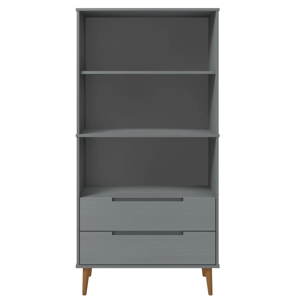 Βιβλιοθήκη MOLDE Γκρι 85x35x170,5 εκ. από Μασίφ Ξύλο Πεύκου