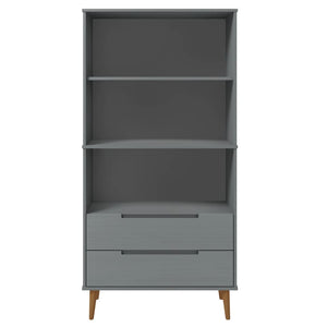 Βιβλιοθήκη MOLDE Γκρι 85x35x170,5 εκ. από Μασίφ Ξύλο Πεύκου