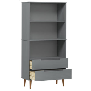 Βιβλιοθήκη MOLDE Γκρι 85x35x170,5 εκ. από Μασίφ Ξύλο Πεύκου