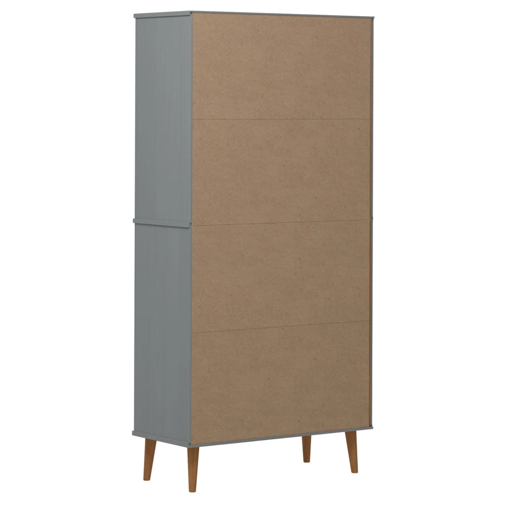 Βιβλιοθήκη MOLDE Γκρι 85x35x170,5 εκ. από Μασίφ Ξύλο Πεύκου
