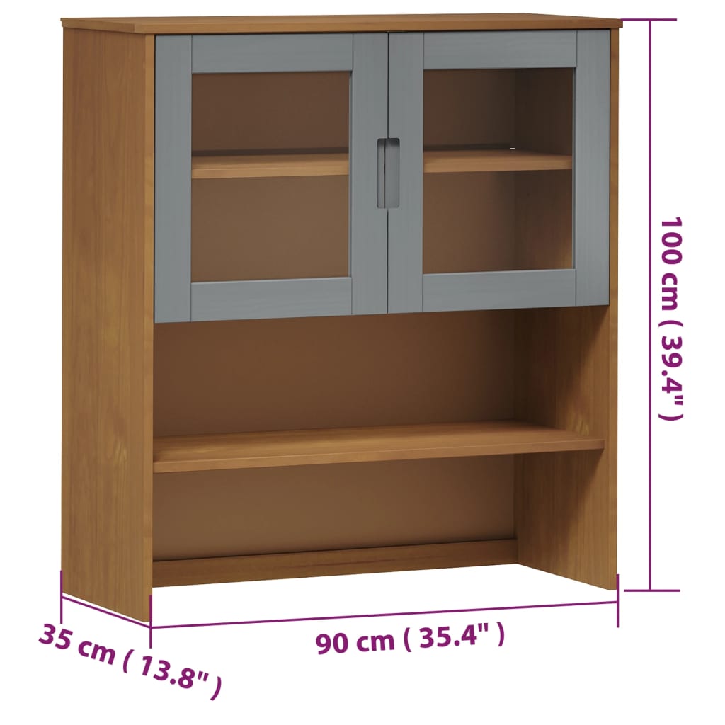 Πάνω Μέρος Ψηλού Ντουλαπιού MOLDE Καφέ 90x35x100εκ. Μασίφ Πεύκο