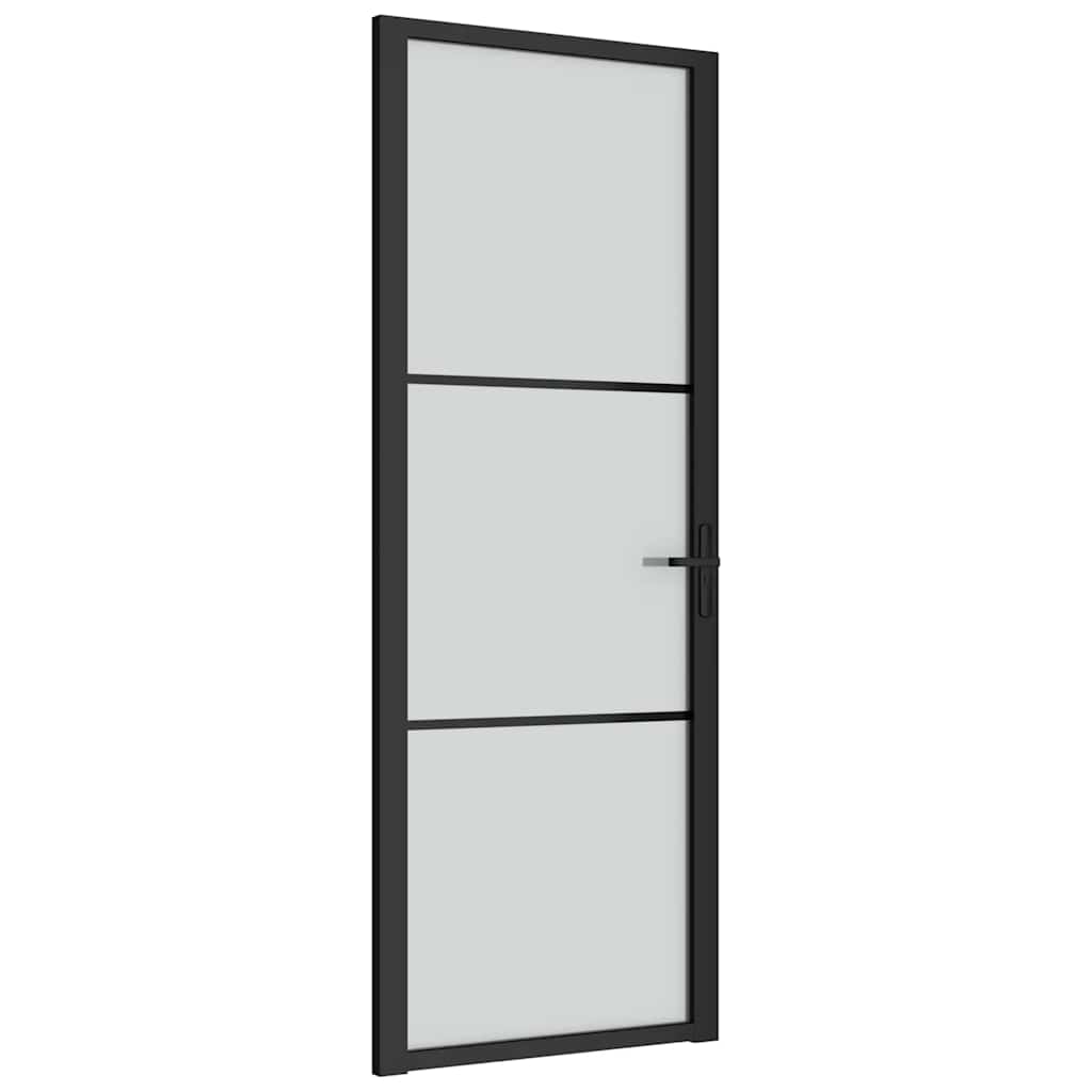 Εσωτερική Πόρτα 76x201,5 εκ. Μαύρο Ματ Γυαλί και Αλουμίνιο - Pakobazaar