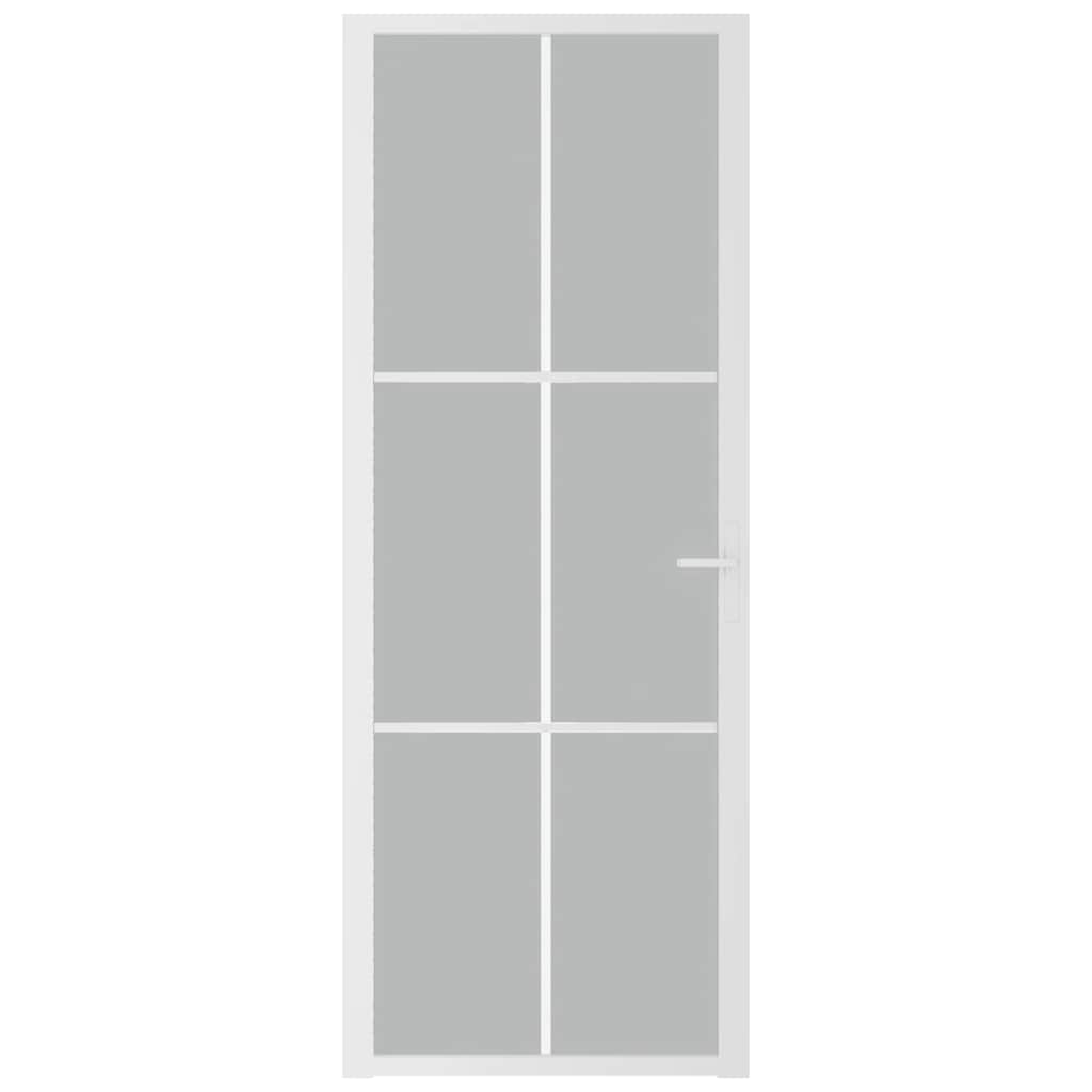 Εσωτερική Πόρτα 76 x 201,5 εκ. Λευκό Ματ Γυαλί και Αλουμίνιο