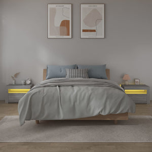 Κομοδίνα με LED 2 τεμ. Γκρι Sonoma 60 x 35 x 40 εκ.