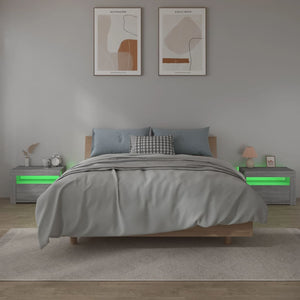 Κομοδίνα με LED 2 τεμ. Γκρι Sonoma 60 x 35 x 40 εκ.