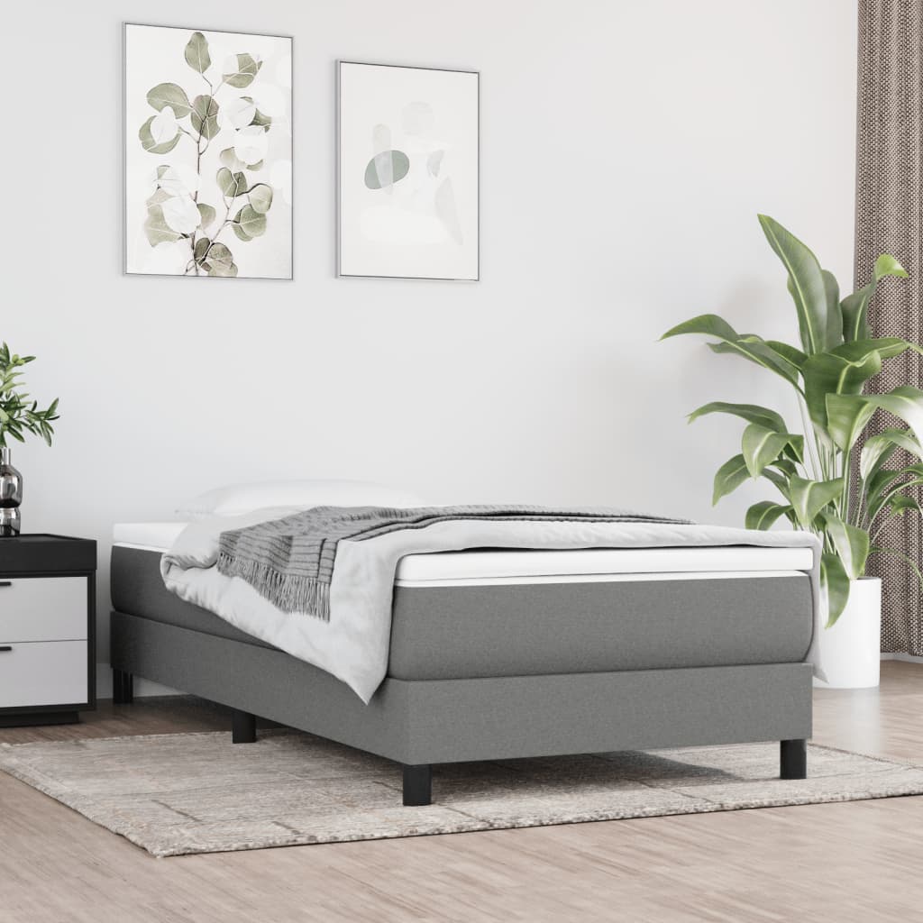 Κρεβάτι Boxspring με Στρώμα Σκούρο Γκρι 80x200 εκ. Υφασμάτινο - Pakobazaar