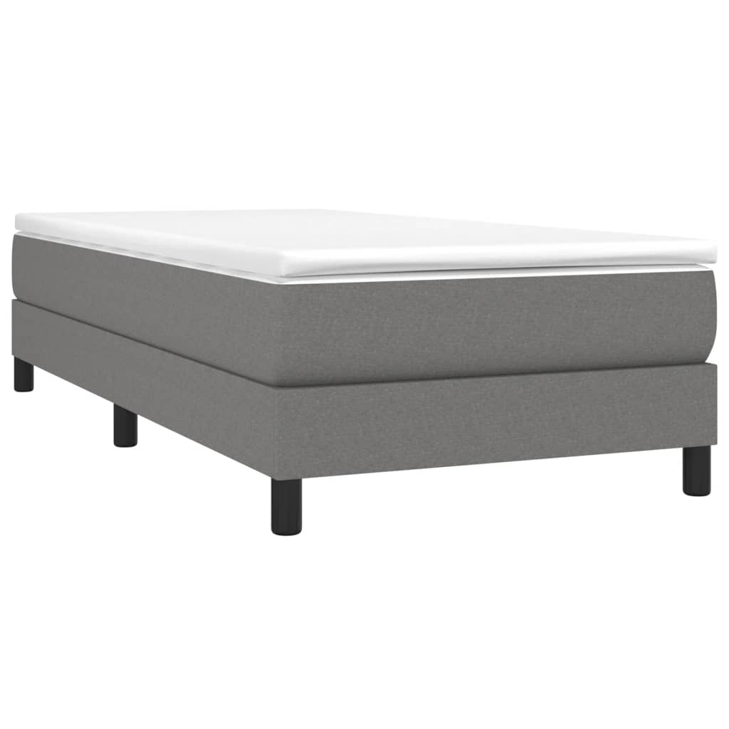 Κρεβάτι Boxspring με Στρώμα Σκούρο Γκρι 90x190 εκ. Υφασμάτινο - Pakobazaar