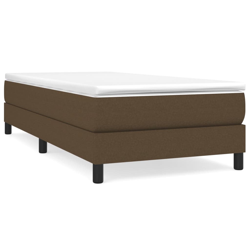 Κρεβάτι Boxspring με Στρώμα Σκούρο Καφέ 90x190 εκ. Υφασμάτινο