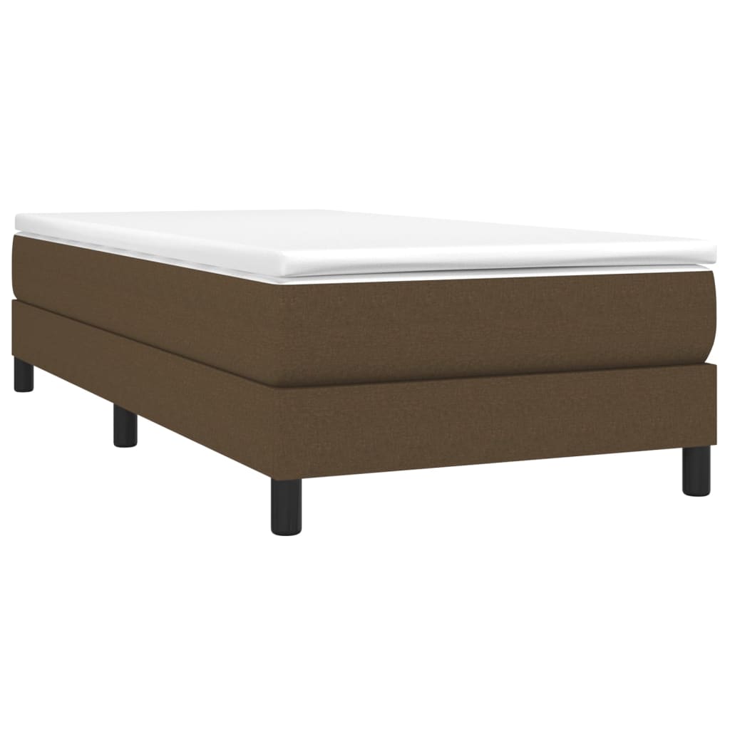 Κρεβάτι Boxspring με Στρώμα Σκούρο Καφέ 90x190 εκ. Υφασμάτινο