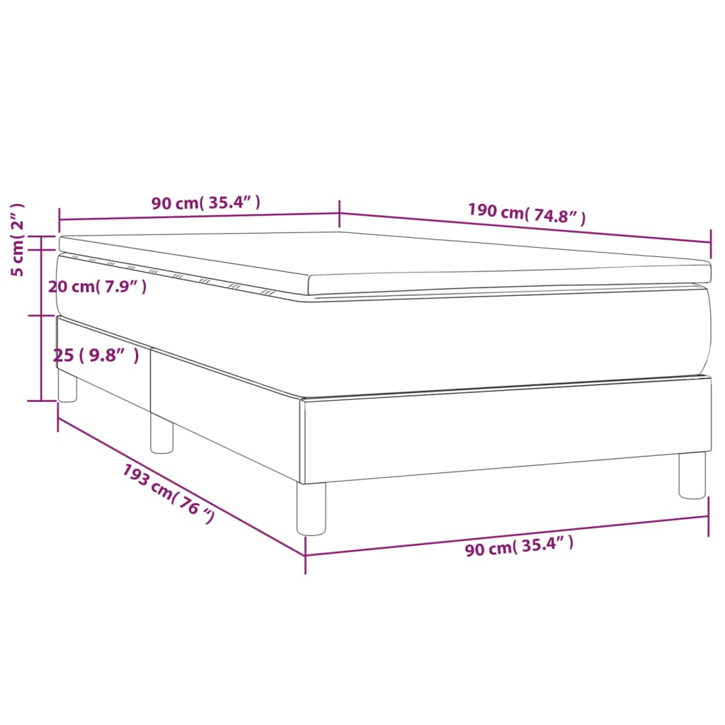 Κρεβάτι Boxspring με Στρώμα Κρεμ 90x190 εκ.Υφασμάτινο