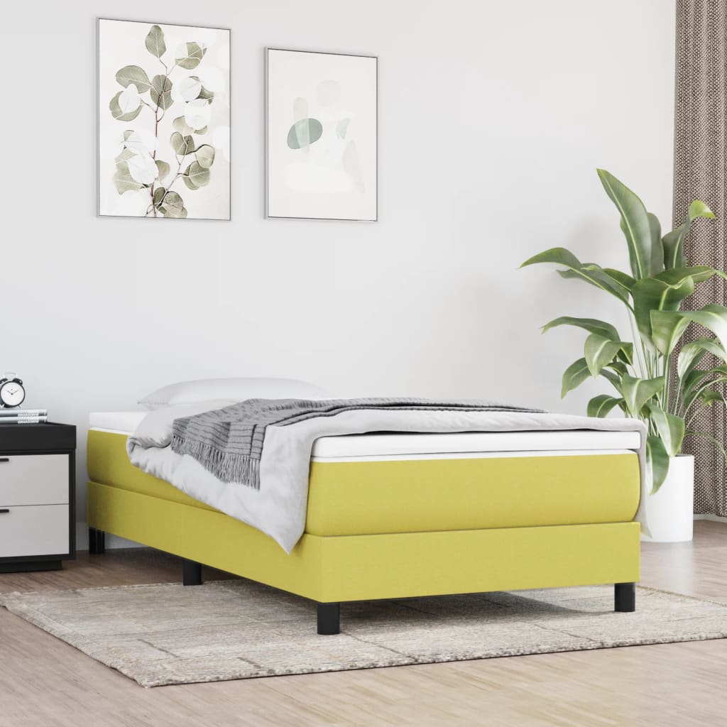 Κρεβάτι Boxspring με Στρώμα Πράσινο 90x190 εκ.Υφασμάτινο