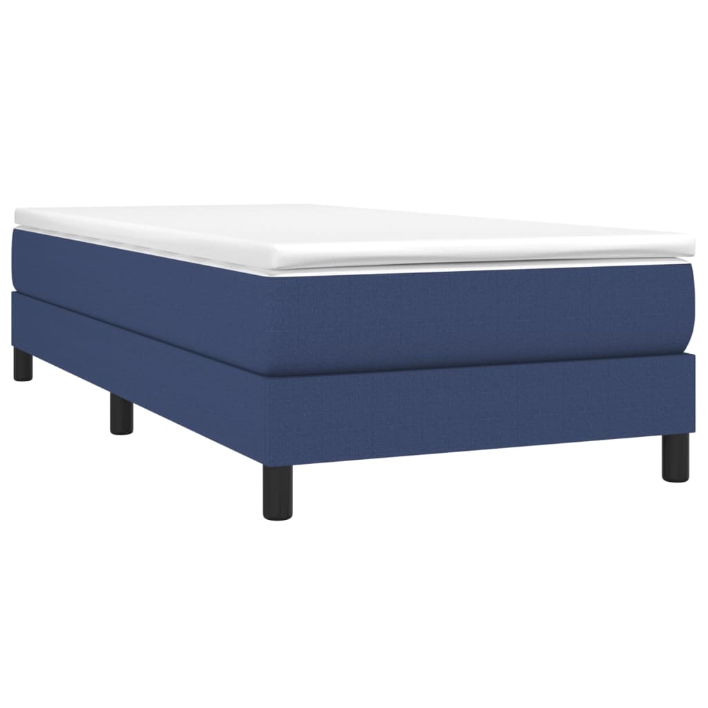 Κρεβάτι Boxspring με Στρώμα Μπλε 90x200 εκ.Υφασμάτινο