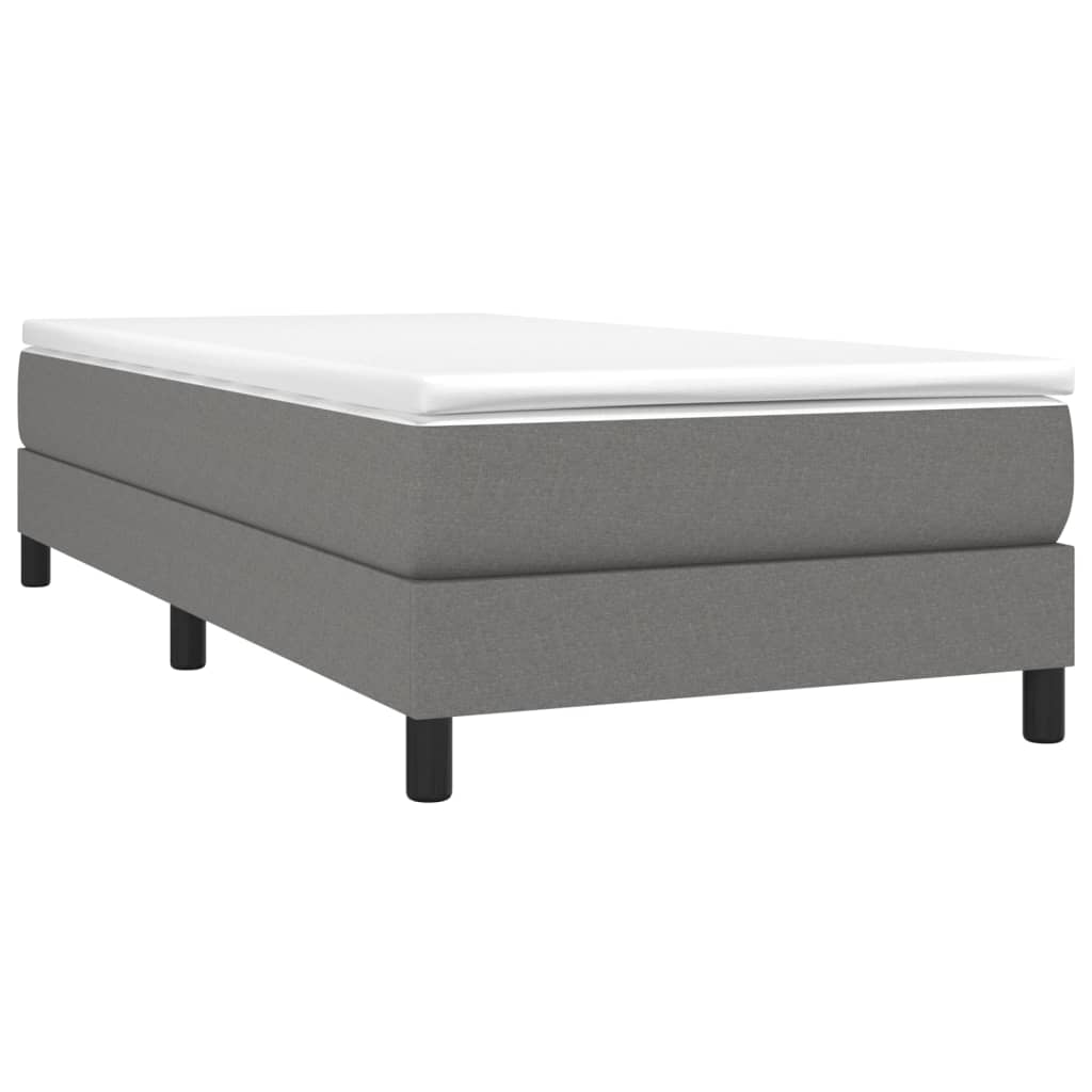 Κρεβάτι Boxspring με Στρώμα Σκούρο Γκρι 100x200 εκ. Υφασμάτινο - Pakobazaar