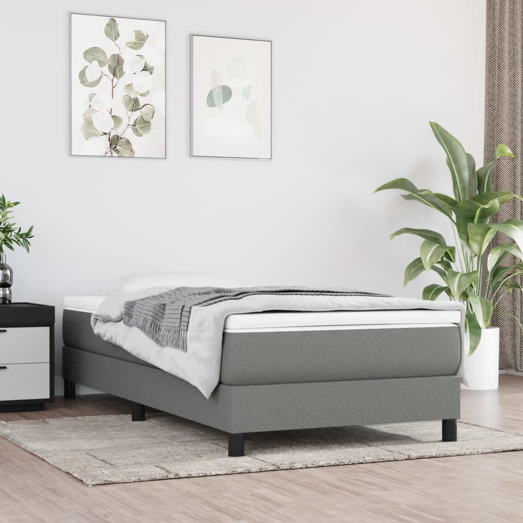 Κρεβάτι Boxspring με Στρώμα Σκούρο Γκρι 100x200 εκ. Υφασμάτινο - Pakobazaar