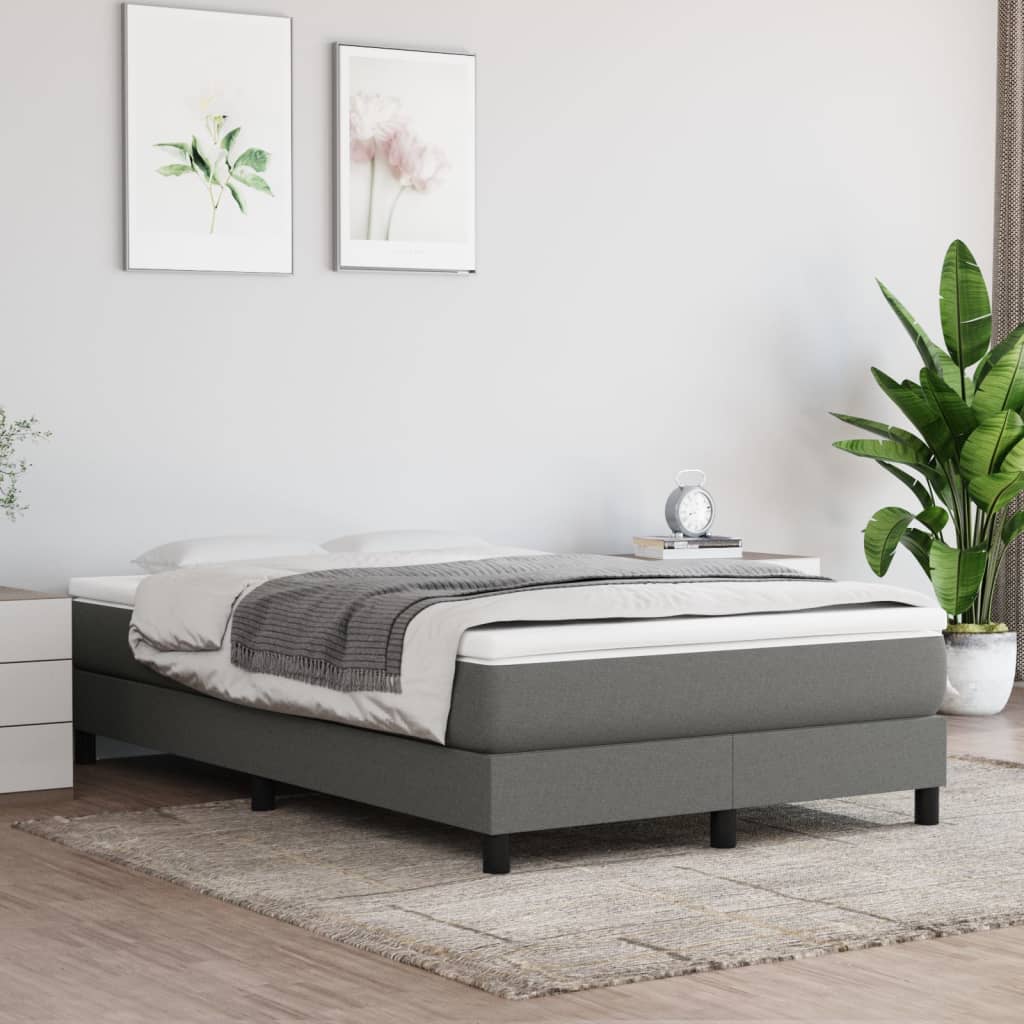 Κρεβάτι Boxspring με Στρώμα Σκούρο Γκρι 120x200 εκ. Υφασμάτινο - Pakobazaar