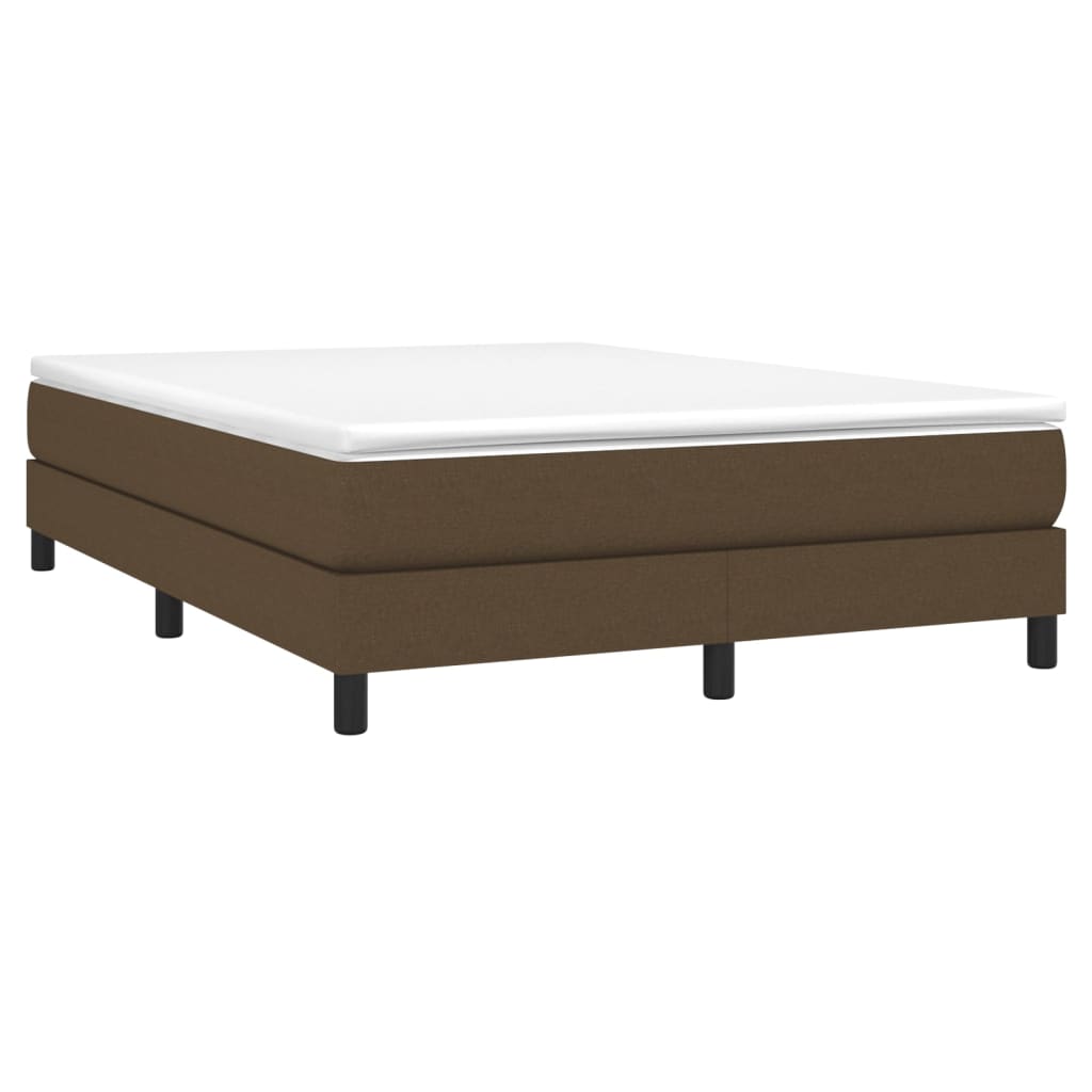 Κρεβάτι Boxspring με Στρώμα Σκούρο Καφέ 140x190 εκ. Υφασμάτινο - Pakobazaar