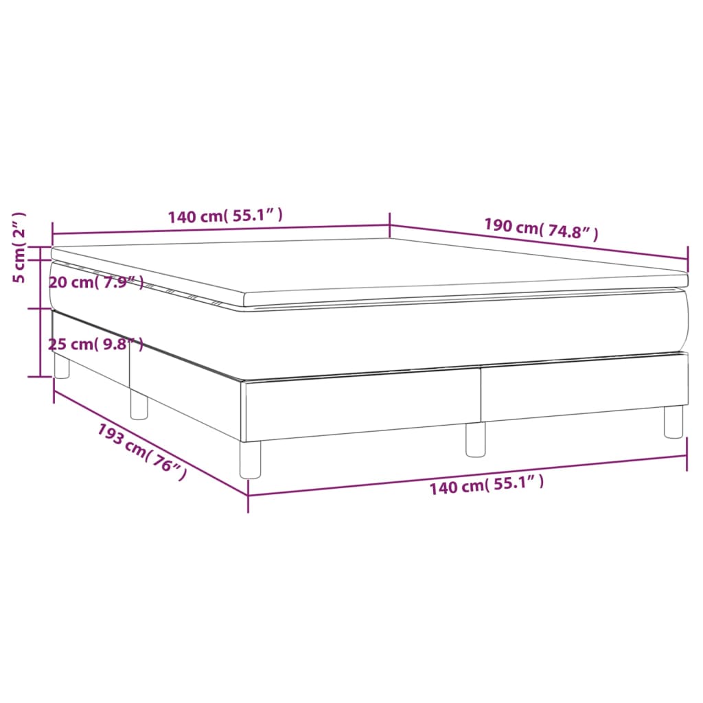 Κρεβάτι Boxspring με Στρώμα Σκούρο Καφέ 140x190 εκ. Υφασμάτινο - Pakobazaar