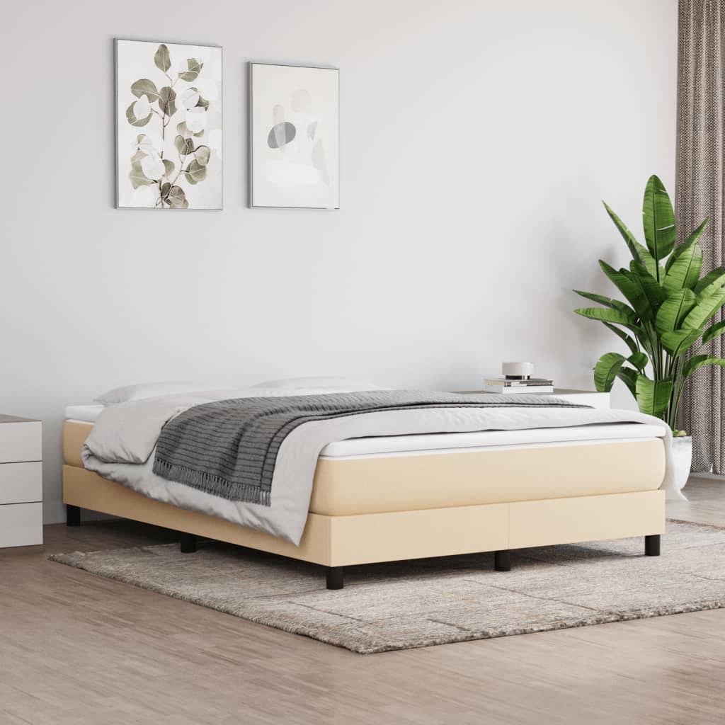 Κρεβάτι Boxspring με Στρώμα Κρεμ 140x190 εκ. Υφασμάτινο - Pakobazaar