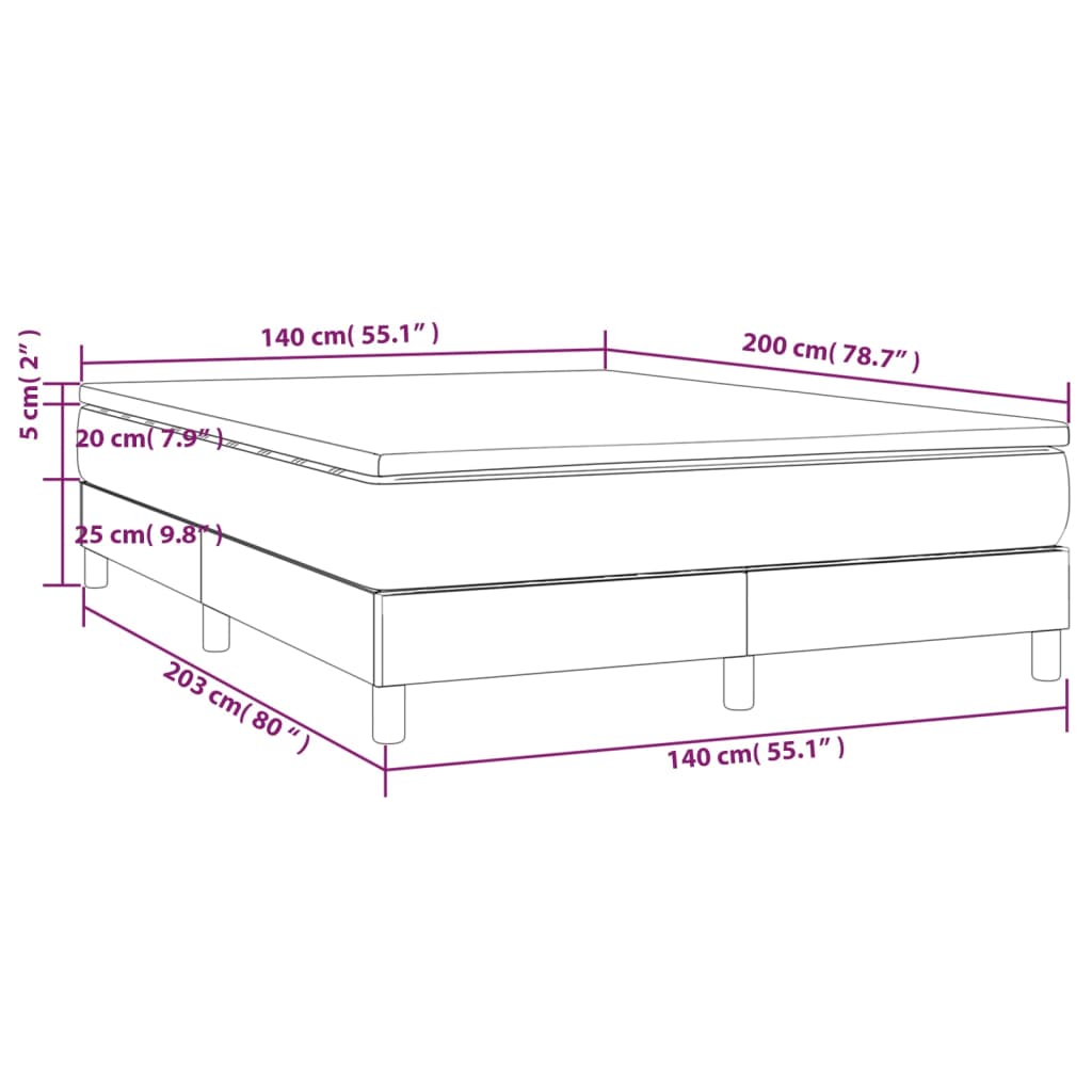 Κρεβάτι Boxspring με Στρώμα Μαύρο 140x200 εκ. Υφασμάτινο