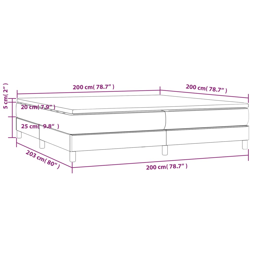 Κρεβάτι Boxspring με Στρώμα Σκούρο Γκρι 200x200 εκ. Υφασμάτινο - Pakobazaar