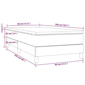 Κρεβάτι Boxspring με Στρώμα Σκούρο Γκρι 80x200 εκ. Υφασμάτινο - Pakobazaar
