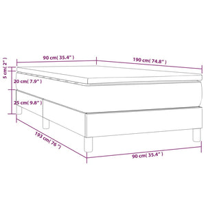 Κρεβάτι Boxspring με Στρώμα Ανοιχτό Γκρι 90x190 εκ. Υφασμάτινο