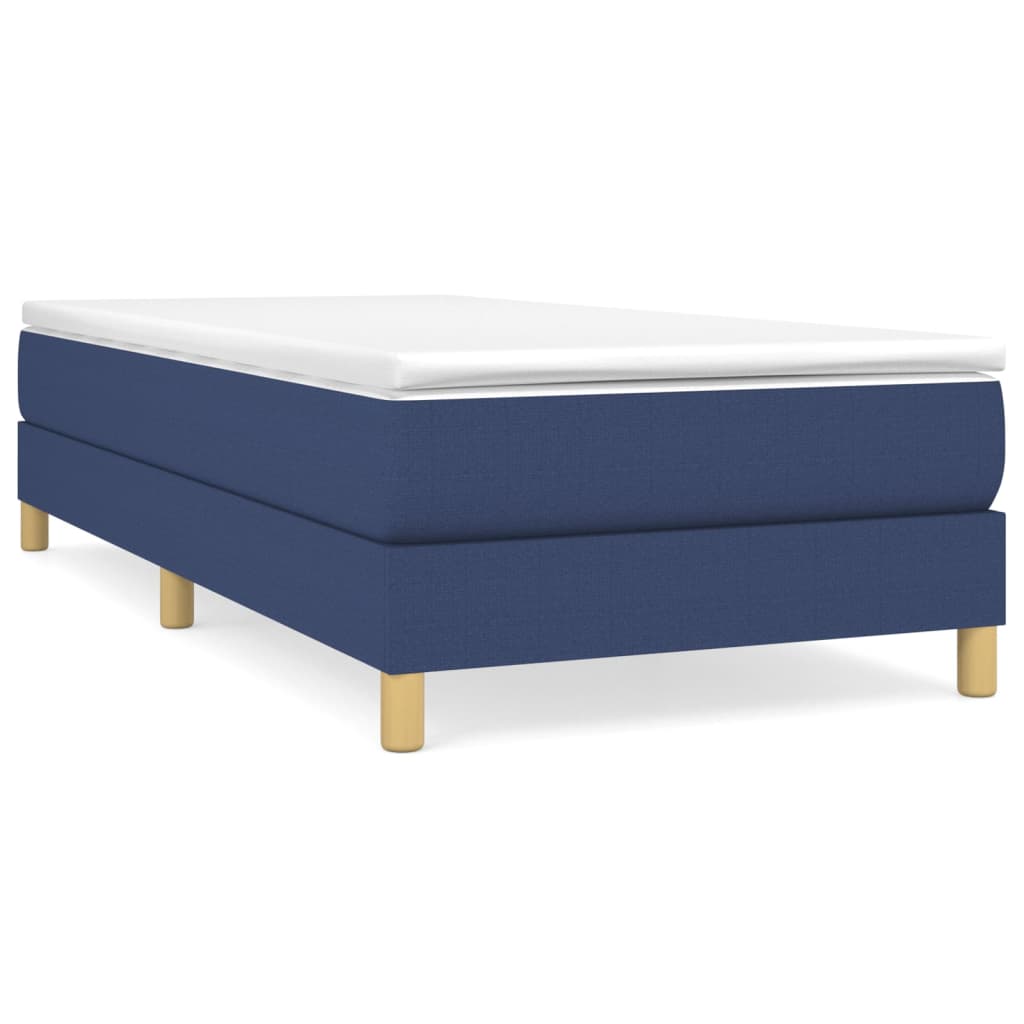 Κρεβάτι Boxspring με Στρώμα Μπλε 90x190 εκ.Υφασμάτινο
