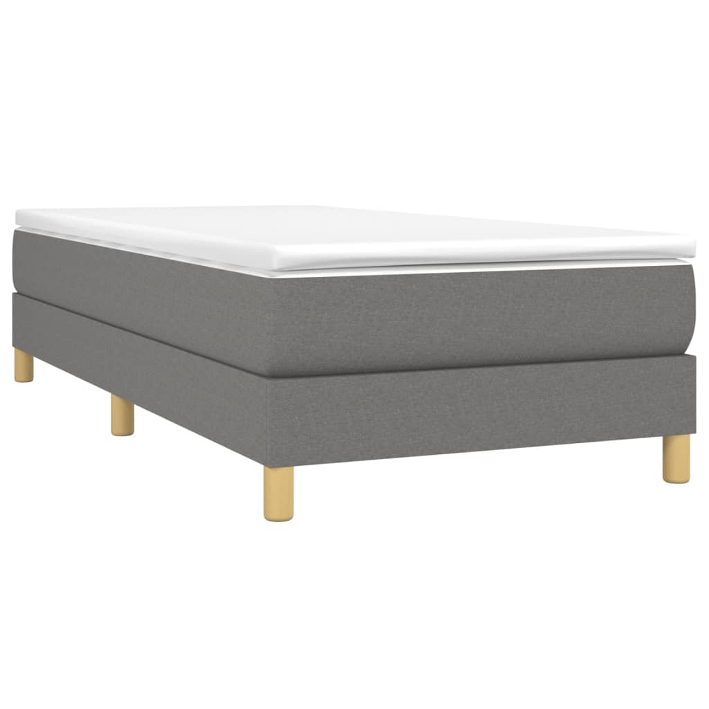 Κρεβάτι Boxspring με Στρώμα Σκούρο Γκρι 90x200 εκ. Υφασμάτινο