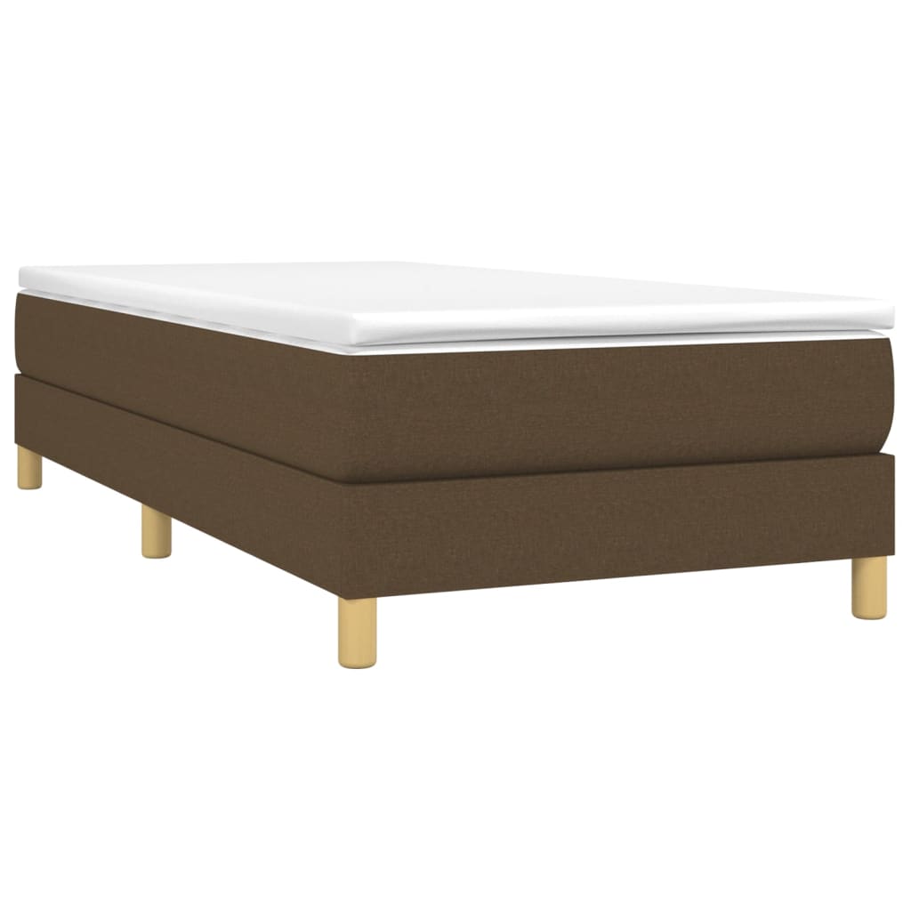 Κρεβάτι Boxspring με Στρώμα Σκούρο Καφέ 90x200 εκ. Υφασμάτινο