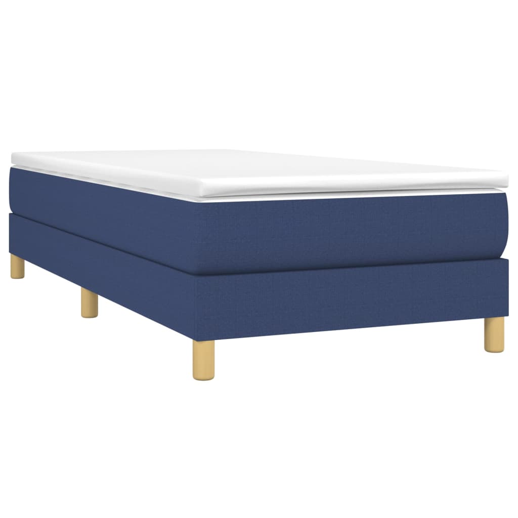 Κρεβάτι Boxspring με Στρώμα Μπλε 90x200 εκ.Υφασμάτινο