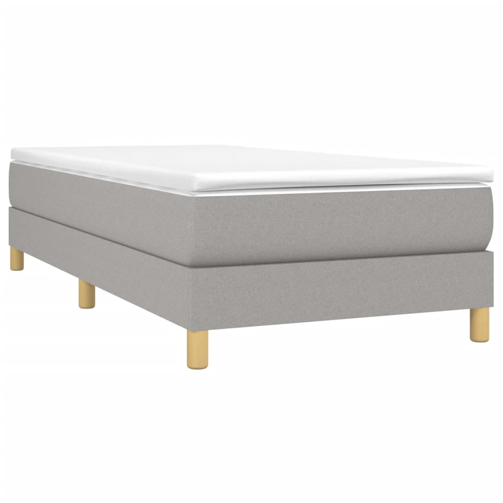 Κρεβάτι Boxspring με Στρώμα Ανοιχτό Γκρι 100x200 εκ. Υφασμάτινο - Pakobazaar