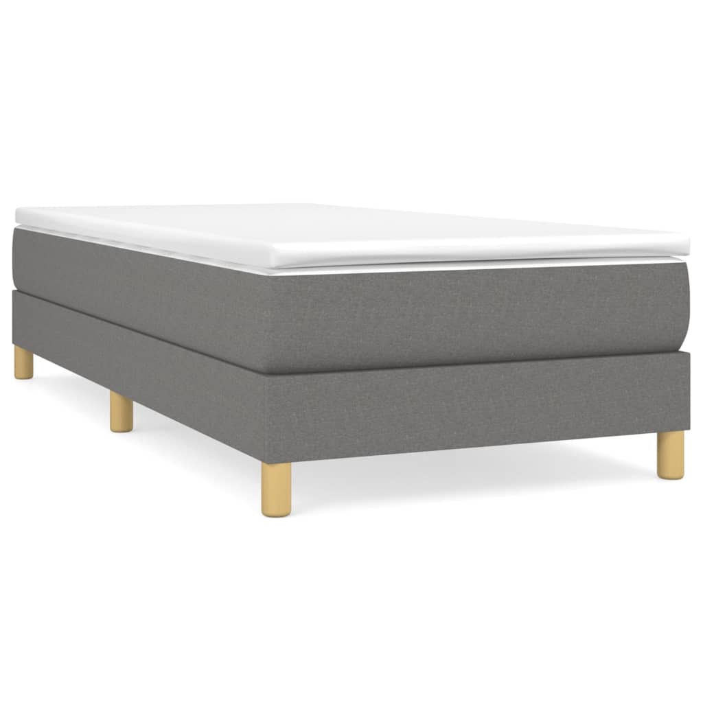 Κρεβάτι Boxspring με Στρώμα Σκούρο Γκρι 100x200 εκ. Υφασμάτινο