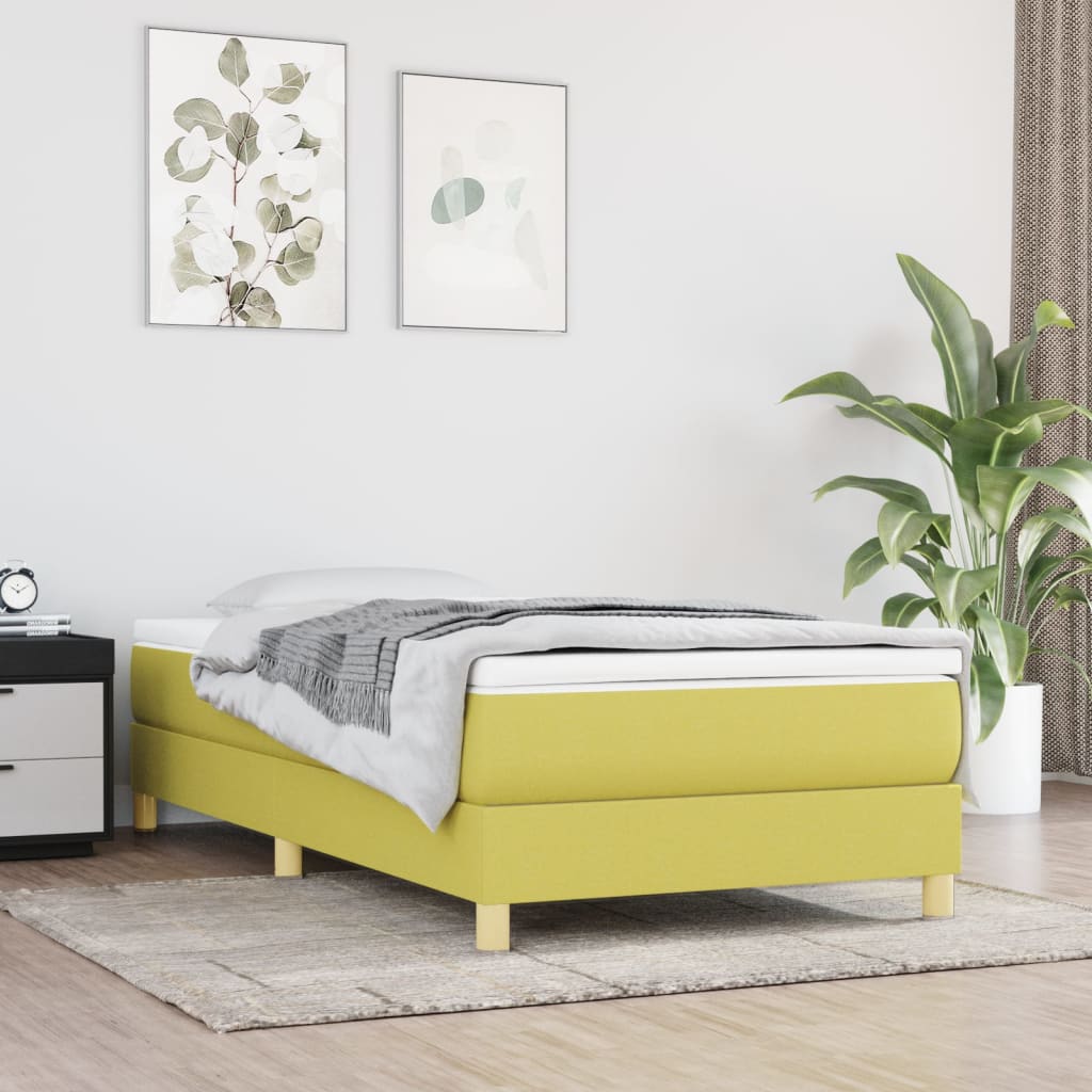 Κρεβάτι Boxspring με Στρώμα Πράσινο 100 x 200 εκ. Υφασμάτινο