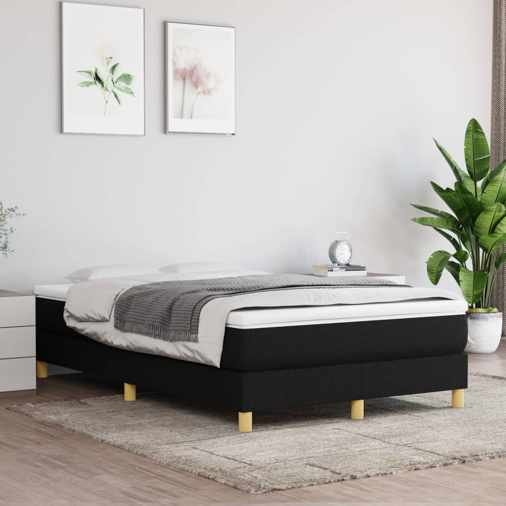 Κρεβάτι Boxspring με Στρώμα Μαύρο 120x200 εκ. Υφασμάτινο - Pakobazaar