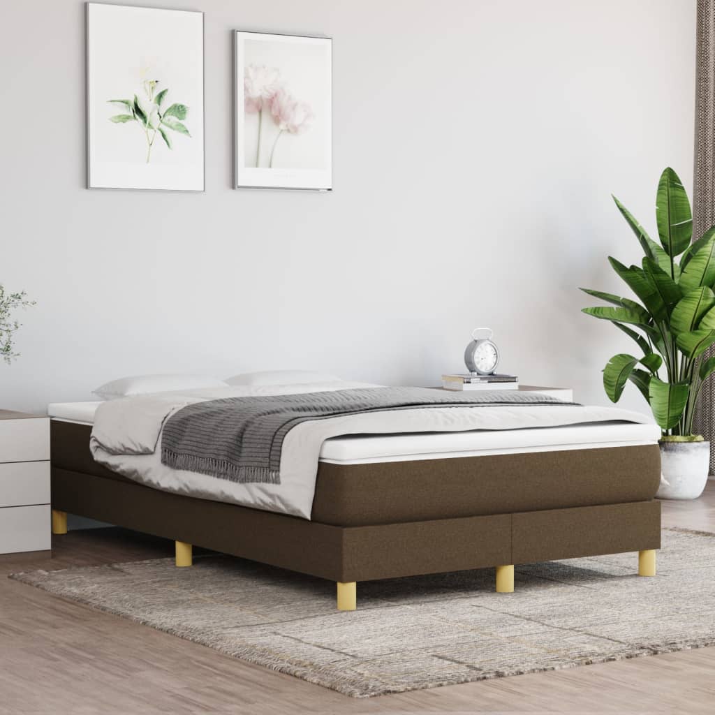 Κρεβάτι Boxspring με Στρώμα Σκούρο Καφέ 120x200 εκ. Υφασμάτινο