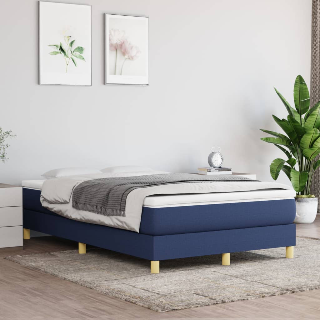 Κρεβάτι Boxspring με Στρώμα Μπλε 120x200 εκ. Υφασμάτινο