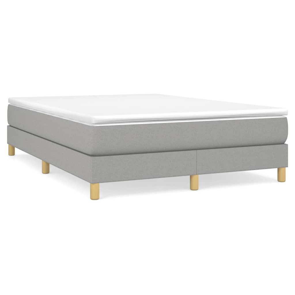 Κρεβάτι Boxspring με Στρώμα Ανοιχτό Γκρι 140x190 εκ. Υφασμάτινο