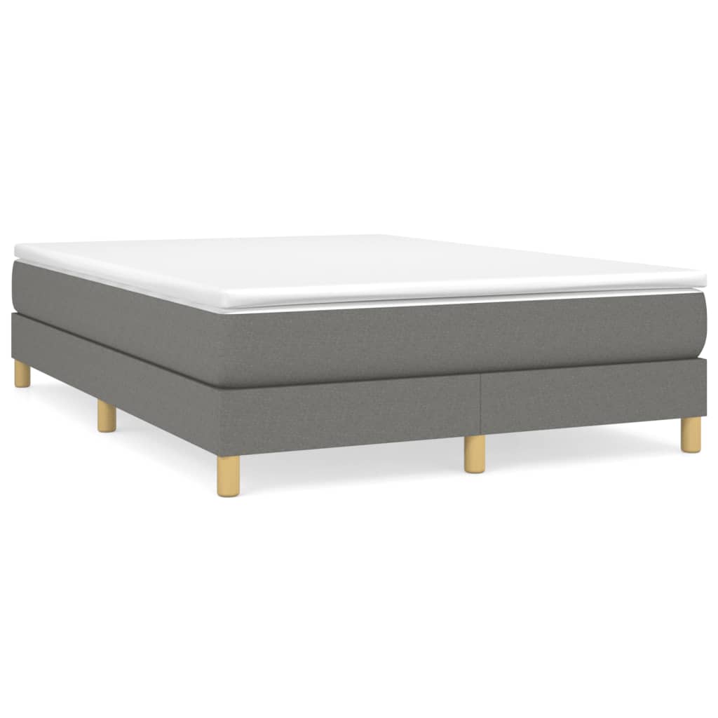 Κρεβάτι Boxspring με Στρώμα Σκούρο Γκρι 140x190 εκ. Υφασμάτινο