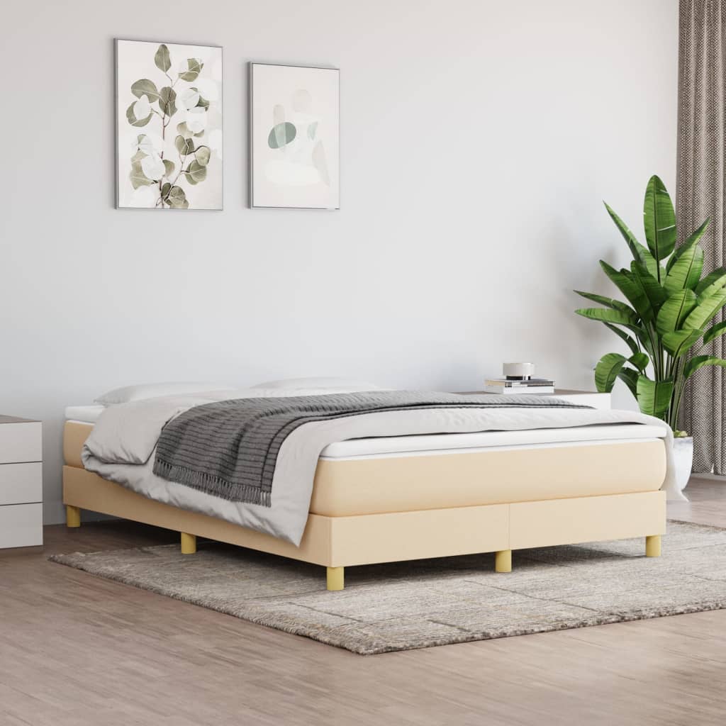 Κρεβάτι Boxspring με Στρώμα Κρεμ 140x190 εκ. Υφασμάτινο - Pakobazaar